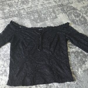 Torrid Black Lace Tie-Front Blouse